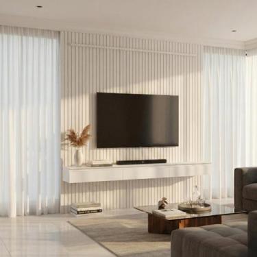 Imagem de Painel 100% MDF para TV 75 Polegadas 240cmx183,6cm Ripado com Rack Sus