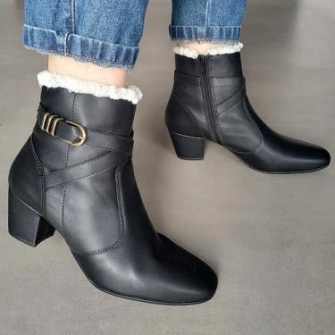 Imagem de Bota Feminina Forrada Valizas Cano Médio com Lã - Firezzi, Preto, 36