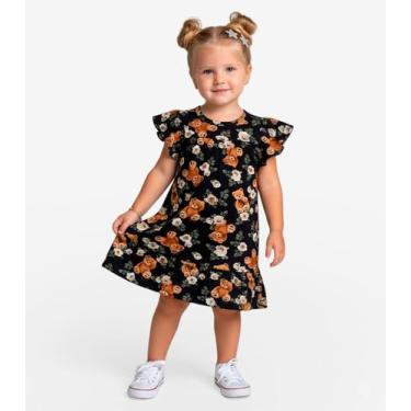 Imagem de Vestido Infantil Com Manga Godê Select Marrom, 6, Marrom