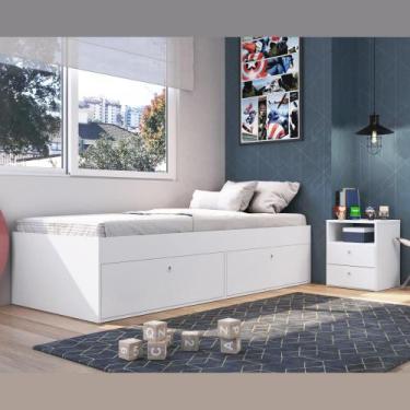 Imagem de Kit Conjunto Quarto Juvenil Infantil Solteiro Cama E Mesa De Cabeceira