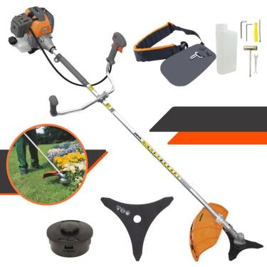 Imagem de Máquina de Cortar Grama Á Gasolina Tekna RL520-P Plus 2T 52cc 2HP 10.000RPM Roçadeira Lateral Com Faca 3 Pontas e Carretel de Nylon