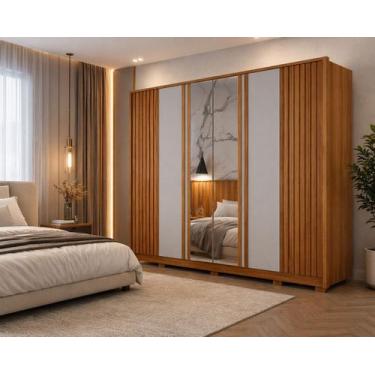 Imagem de Guarda roupa grande MDF ripado espelho 6 portas Premium Arbo - Arbo De