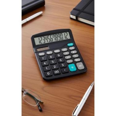 Imagem de Calculadora 12 Dígitos Mesa Escritório Preto - Leitura Clara - Congrat