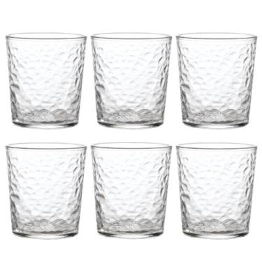 Imagem de Jogo C/ 6 Copos Baixos de Vidro Martelado 360ml Drinks Bebidas Restaur