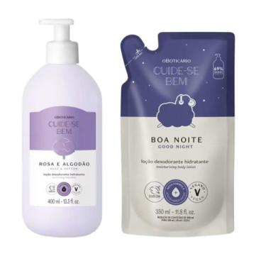 Imagem de Combo Cuide-se Bem: Loção Corporal Rosa E Algodão 400ml + Refil Boa No