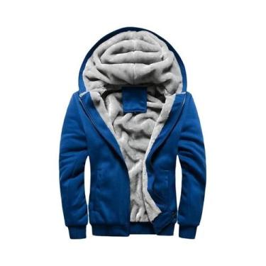 Imagem de Jaqueta Masculina De Inverno Com Capuz De Fleece Grosso E Quente, Zípe