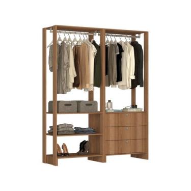 Imagem de Conjunto Modulado Guarda-Roupa Closet 2 Peças com 2 Cabideiros 3 Gavet