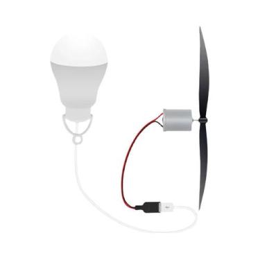 Imagem de Micr turbina eólica lâmina do motor com lâmpada usb conjunto diy gerad