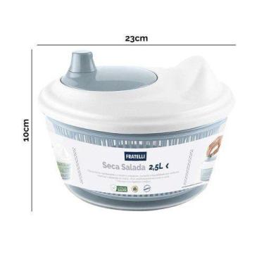 Imagem de Seca Folhas Salada Grande Capacidade 25 Litros Pratico Eficiente Cinza