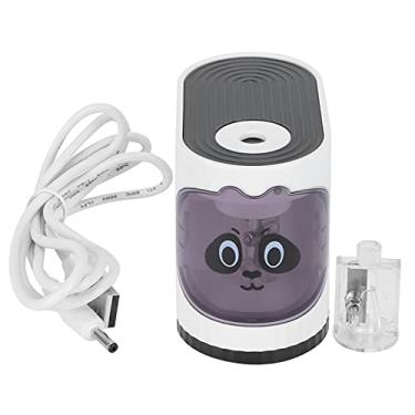 Imagem de Tnfeeon Apontador de lápis elétrico com ranhura para aparas, papelaria com parada automática para artistas de crianças em sala de aula (preto)