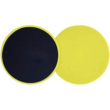 Imagem de Deslizantes para exercícios de núcleo dupla face para uso em carpete ou pisos de madeira, perfeitos para exercícios abdominais, academia, equipamento para viagem, casa, 2 peças (amarelo)