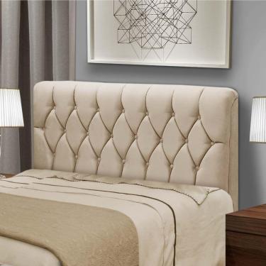 Imagem de Cabeceira para cama box/king Istambul dobuê 1.95M com capitonê suede bege