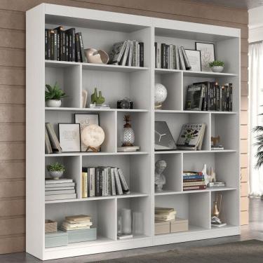 Imagem de Conjunto 2 Estantes para Livros Home Office 186cm Espresso Móveis Branco TX