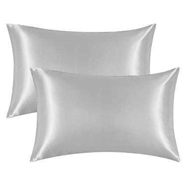 Imagem de Um par de fronhas de seda doméstico cetim macio para cabelo e pele amigável fronha de seda lavável POPQ