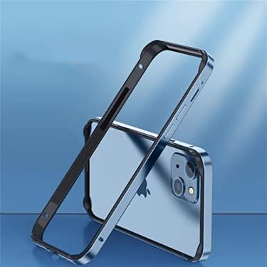 Imagem de Compatível com iPhone X/XS/11 Pro, capa bumper de metal anti-riscos liga de alumínio armação de metal de quatro cantos proteção à prova de choque capa protetora de estrutura rígida armadura para telefone - azul claro