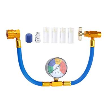 Imagem de SURIEEN Kit de mangueira de carga de refrigerante AC R134A, com válvula de distribuição de 1/5.1 cm e acoplador rápido R134A serve para refrigerante de ar condicionado de carro 100 PSI