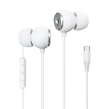 Imagem de Realm Fones de ouvido USB-C, fones de ouvido intra-auriculares de alta fidelidade com microfone embutido, chamadas e controles de faixa com as mãos livres, compatíveis com Google, Samsung, Huawei e