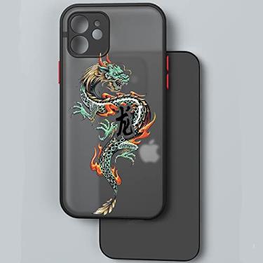 Imagem de Black Dragon Phone Case para iPhone 11 7 8 Plus X XR XS 12 12pro MAX 6S 6 SE 2020 Fashion Animal Hard PC Back Cover Shell, 2,1 Black, C3785, For 12 Pro Max