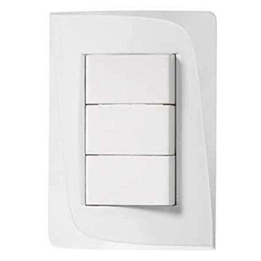 Imagem de Kit Espelho Completo Tendenza + Interruptor 10A 3x Pezzi (Branco - 1 Paralelo 2 Simples)