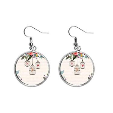 Imagem de Brinco de prata com pingente de gaiola de flor, joia feminina