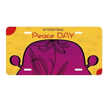 Imagem de DIYthinker Black Line Placa de licença de flor de lótus para decoração de carro, dia da paz