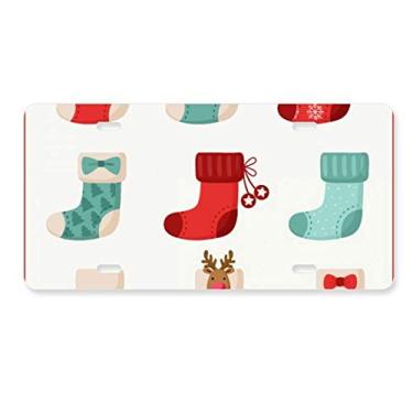 Imagem de DIYthinker Feliz Natal meias coloridas ilustração placa de carro decoração de carro acessório de aço inoxidável