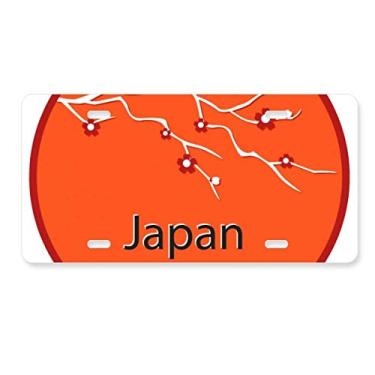 Imagem de DIYthinker Placa de licença japonesa Sakura Art Pattern Decoração de carro Acessório de aço inoxidável
