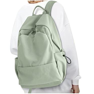 Imagem de Mochila preta de mão para mulheres, homens, à prova d'água, faculdade, academia, leve, pequena, mochila de viagem, casual, mochila para laptop, caminhada (verde)