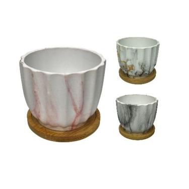 Imagem de  Vaso Ceramica C/Suporte Bambu Marmorizado S.Ortido Golden 9Cm