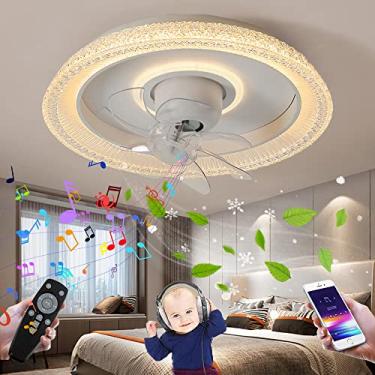 Imagem de Ventilador de música LED com alto-falante Bluetooth 72W Ventilador de teto silencioso com iluminação e controle remoto Ventilador moderno regulável Lâmpada de teto para quarto infantil Venti