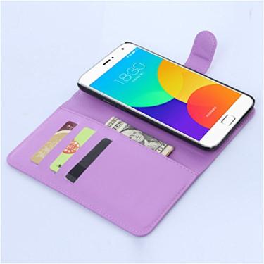 Imagem de Manyip Capa MEIZU MX4 Pro, capa de telefone de couro, protetor de ecrã de Slim Case estilo carteira com ranhuras para cartões, suporte dobrável, fecho magnético