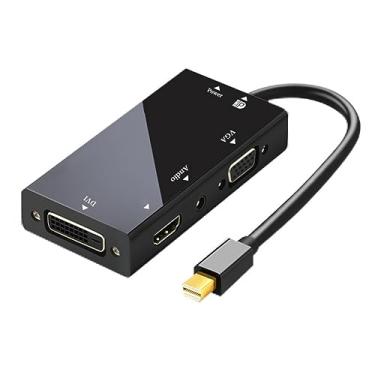 Imagem de suckoo Substituição 4 em 1 Mini DisplayPort para HDMI DVI VGA 3.5 Divisor de Cabo de Áudio 1 em 4 Saídas Compatível com Laptop Mac Host DP Externo HDMI Monitor TV Projetor Adaptador Conversor Dock