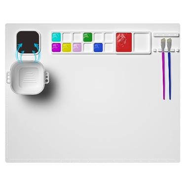Imagem de Tapete de silicone para artesanato, 51 x 40 cm, tapete de silicone para pintura com copo, tapete antiaderente para criadores, fundição de joias em resina, arte, DIY, desenho, argila, massinha (branco)