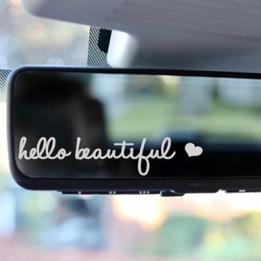 Imagem de 3X Adesivo de espelho retrovisor Hello Beautiful, decalques de carro para mulheres, adesivos de espelho de vaidade, presentes de decalque de carro para meninas, decalque de janela de carro, adesivo