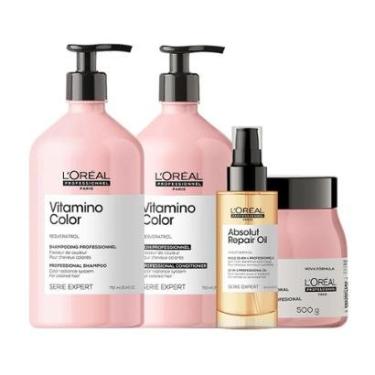 Imagem de Kit L'Oréal Professionnel Serie Expert Vitamino Color - Shampoo e Condicionador e Máscara e Óleo-Unissex