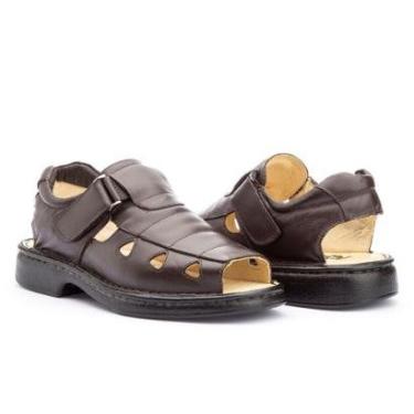 Imagem de Sandalia Masculina Confort Gel em Couro Bovino Legitimo-Masculino