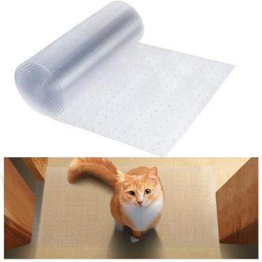 Imagem de Protetor de carpete para gatos de 2,8 m, rolha de plástico resistente para animais de estimação para porta de 80,9 cm – 89,5 cm, corredor de piso antiderrapante evita que os tapetes arranhem e rasguem ao usar na porta
