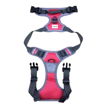 Imagem de Peitoral Coleira Reforçada Resistente Cachorro Pet Grande Médio Porte Regulagem Ajuste Colete para Passeio (Vermelho, GG)