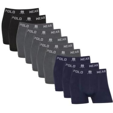 Imagem de Kit10 Cueca Masculina Boxer Polo Wear Microfibra Confortável, Sortido 