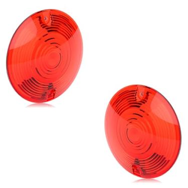 Imagem de NTHREEAUTO 8,8 cm de seta de 8,8 cm de espessura, lentes planas dianteiras traseiras compatíveis com Harley Sportster Dyna Touring Electra Glide Road King Softail, vermelho
