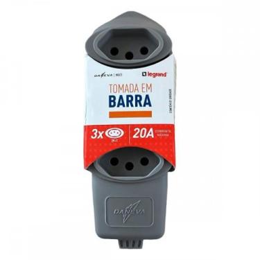 Imagem de Tomada Barra Daneva Desmontavel 2 Polos + Terra 20A. 3 Tomadas Grafite