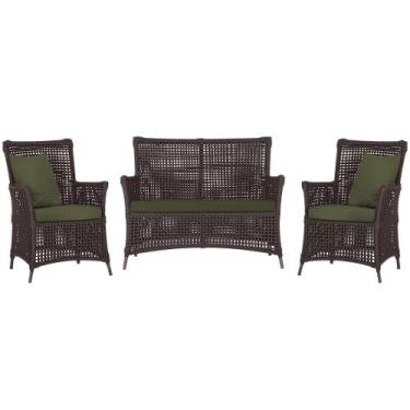 Imagem de Jogo Sofá e 2 Poltronas de Área Igapó Alumínio Pintura Marrom Corda Ná