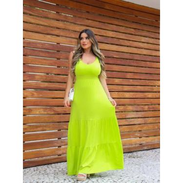 Imagem de Vestido Longo Saia com Babado Laço nas Costas - luh may, Verde, P