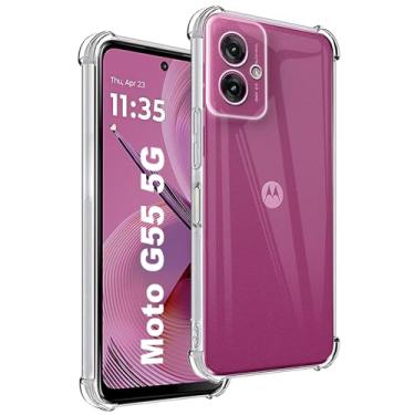 Imagem de USTIYA Capa para Motorola Moto G55 5G TPU transparente quatro cantos capa de proteção d...