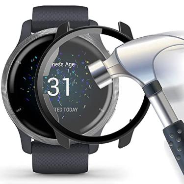 Imagem de Acadeny Capa com protetor de tela de vidro temperado compatível com Garmin Venu 2/Vivoactive 4, dureza 9H 360° proteção completa venu 2-case-black-x622 0