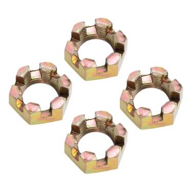 Imagem de Acouto Porca universal do cubo do eixo roda, 20 mm M20 4 peças de liga de aço poderoso desempenho para quadriciclo de quadriciclo, porcas casteladas com rosca profunda,