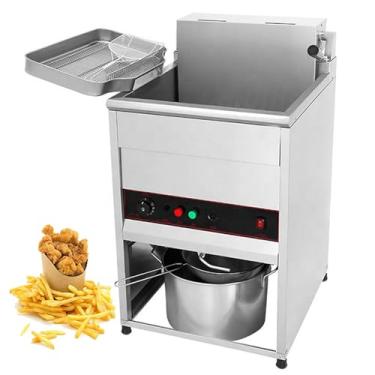 Imagem de Fritadeira elétrica vertical ao ar livre, fritadeiras de grande capacidade de 40L, fritadeira portátil com bandeja e cesta, para batatas fritas, asas de frango, pernas de frango, peixe, bife