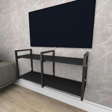 Imagem de Rack estilo industrial aço cor preto prateleiras 30cm cor preto modelo