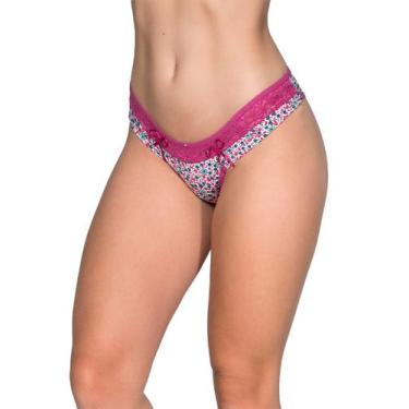 Imagem de Calcinha Renda Lingerie Microfibra Tanga Confortável - Bella Fiore Mod