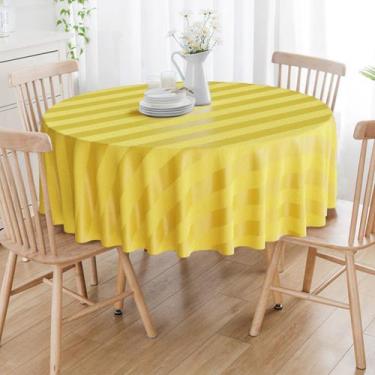 Imagem de Toalha De Mesa Redonda Amarelo Ouro Listrada 4 Lugares - Menedecor